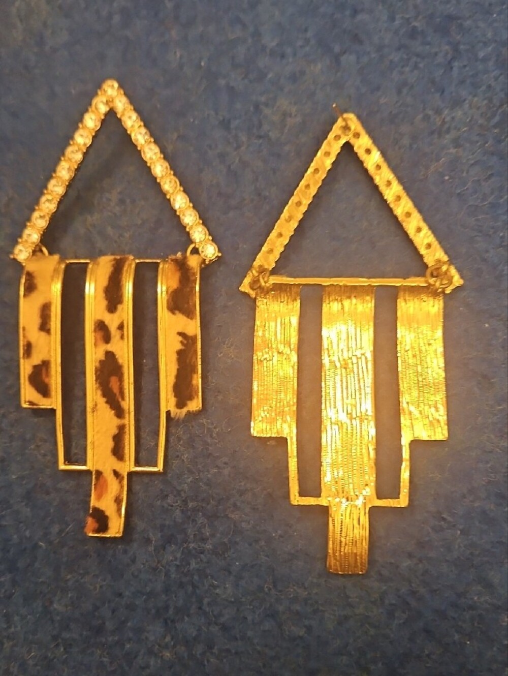 5 For $15 Gold Leopard-Print Geometric Drop Earrings - Picture 5 of 5